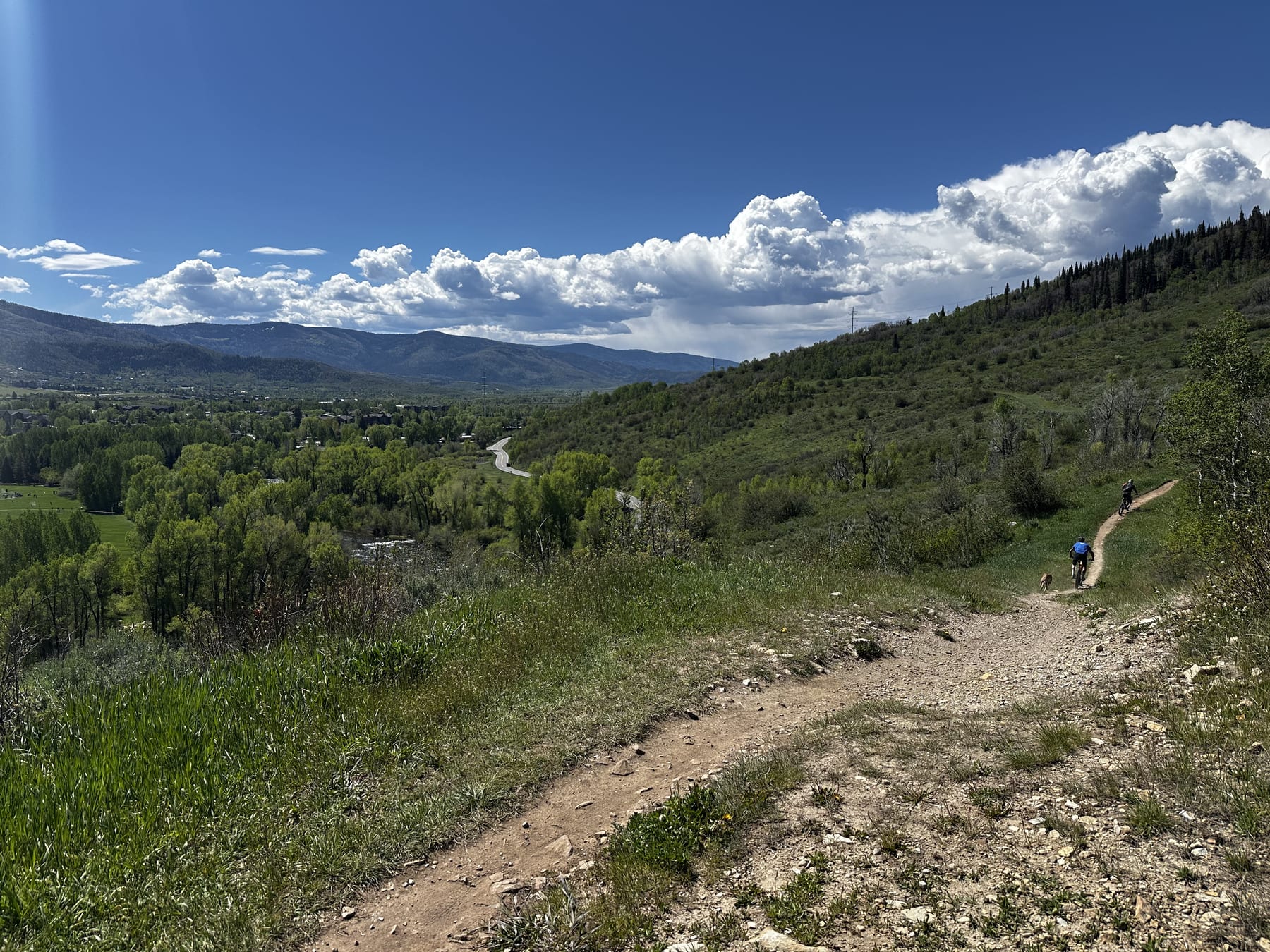 Spring runoff and storm clouds